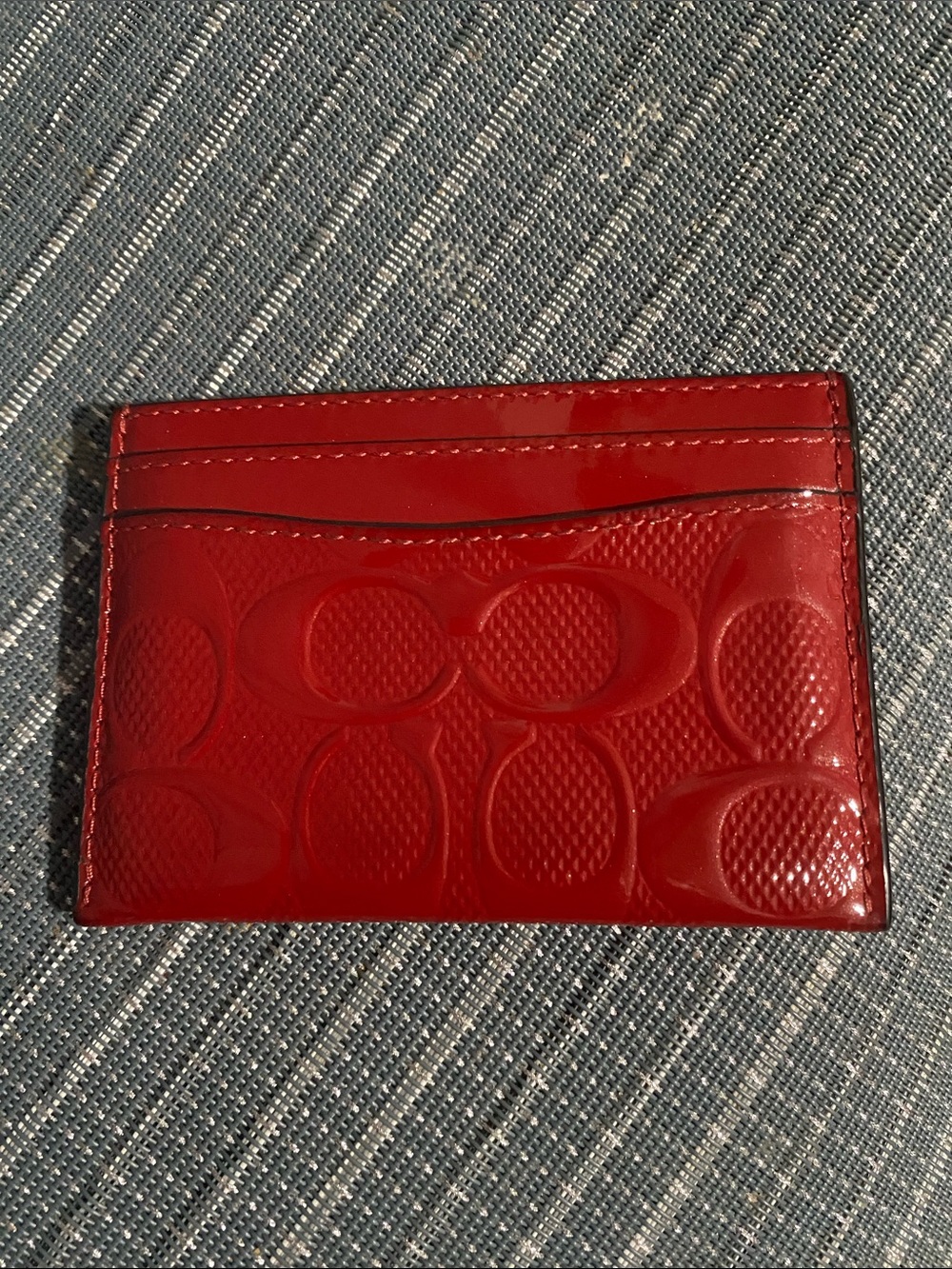 Coach Red Signature Patent Card Case - Picture 2 of 8